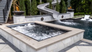 Custom pool installation with a hot tub attached