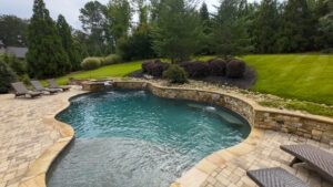 Custom Pool installation with stone